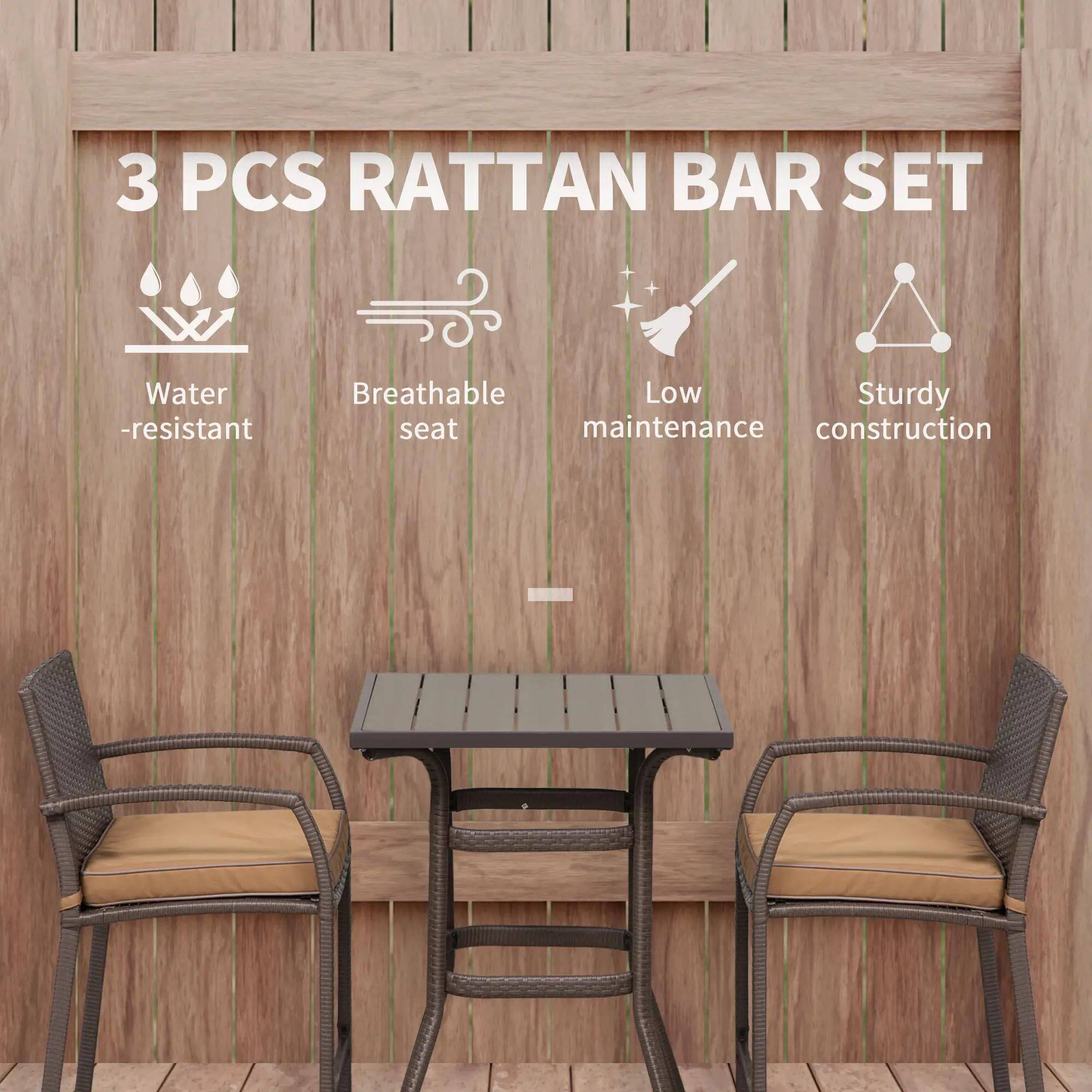 3 PCS RATTAN BAR SET
Water -resistant
Breathable seat
Low maintenance
Sturdy construction