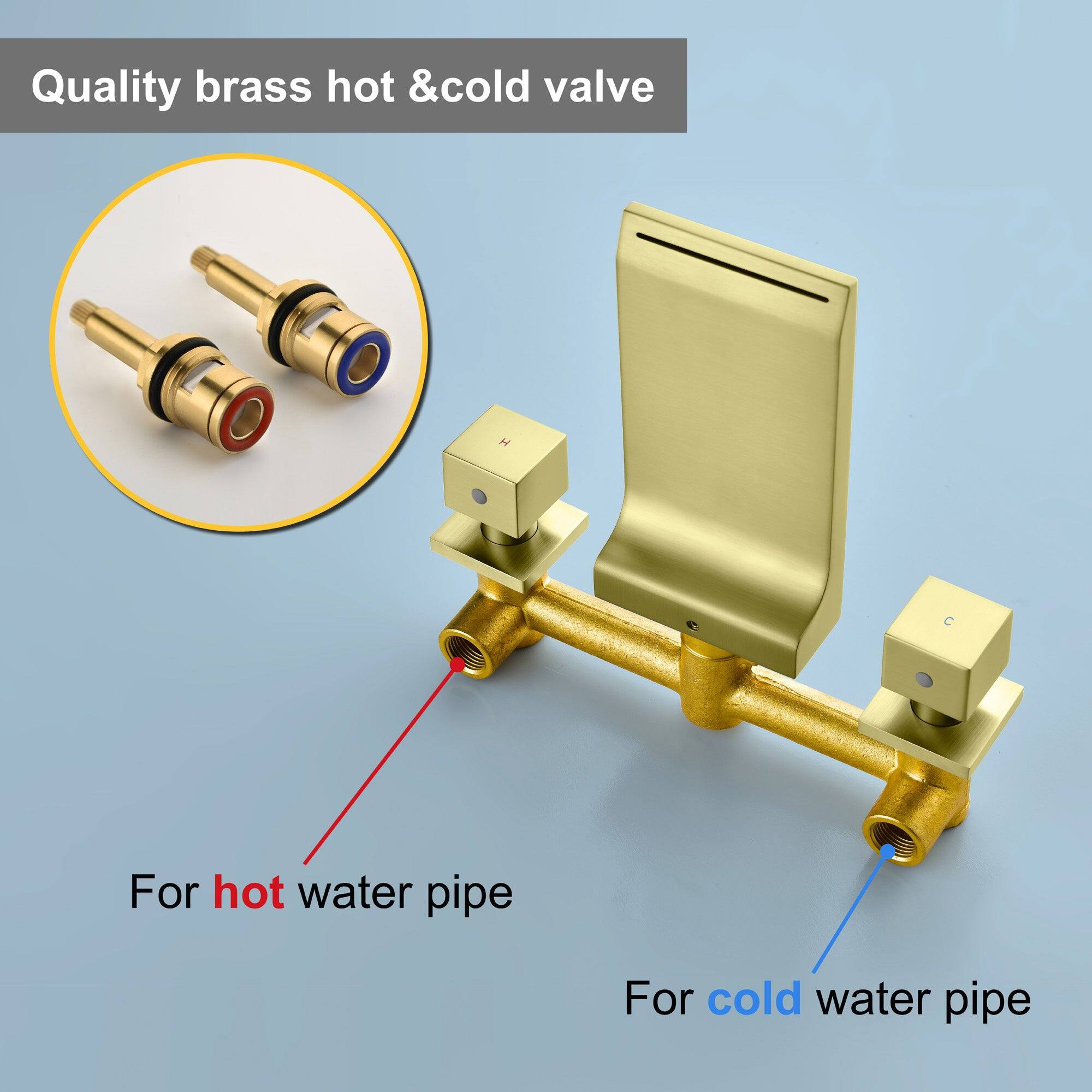 Quality brass hot & cold valve

For hot water pipe

For cold water pipe