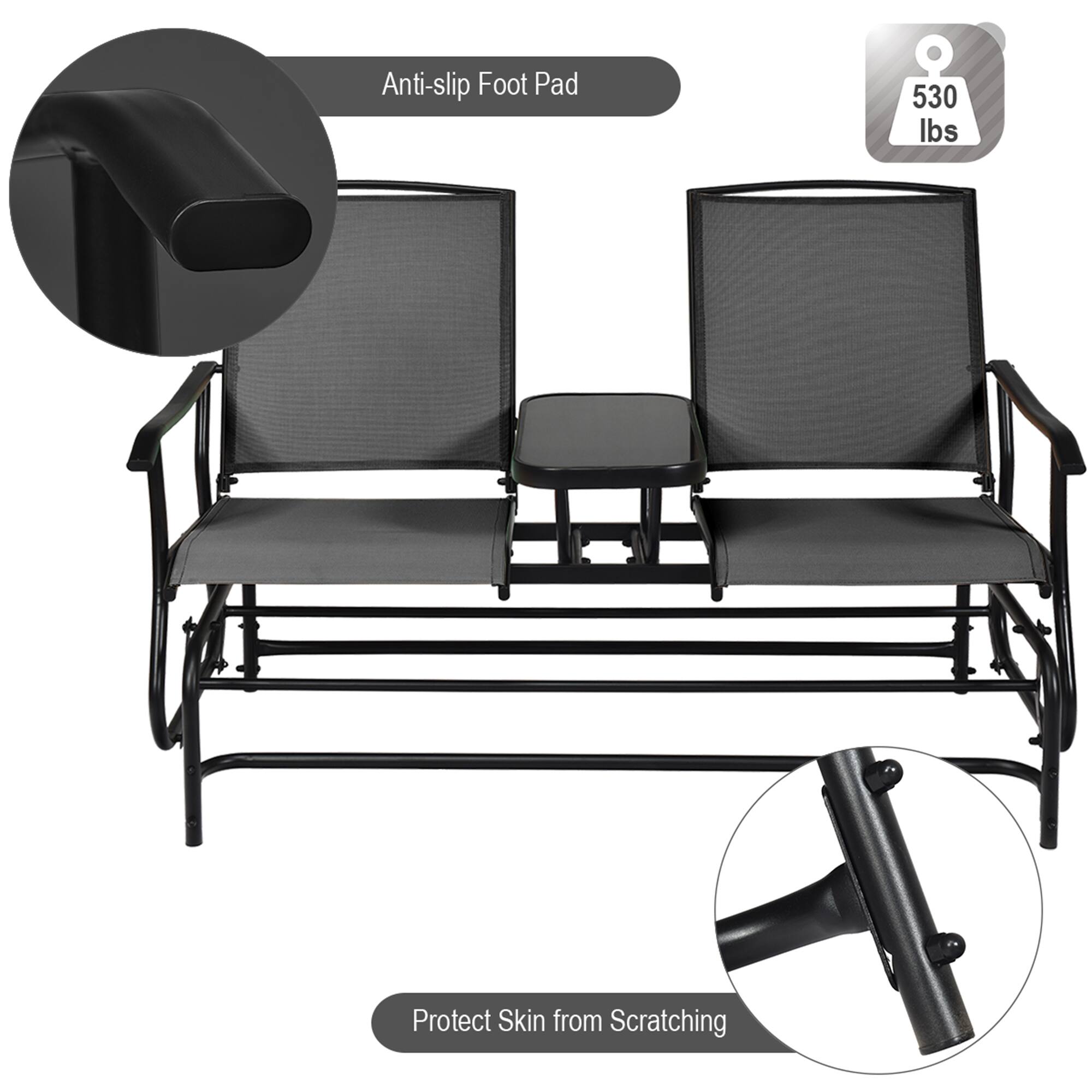 Anti-slip Foot Pad  
530 lbs  

Protect Skin from Scratching