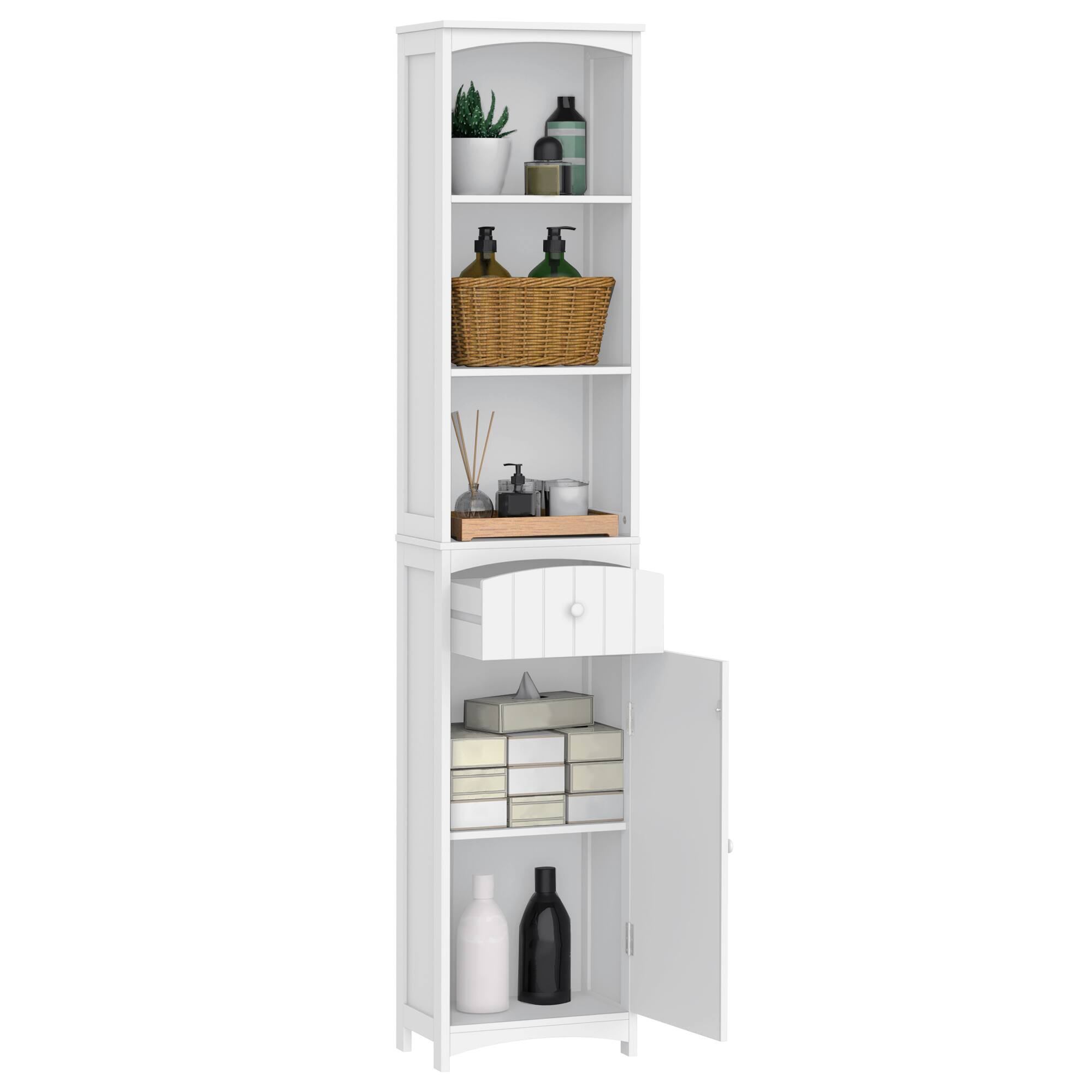 Front. Homcom - Storage Cabinet, Free Standing Bathroom Storage Unit - White.