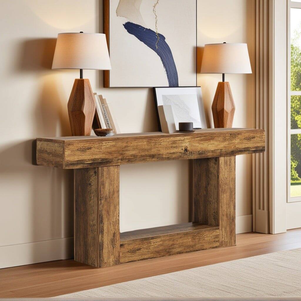 Angle. Kadyn - Kadyn Elegant Wooden Console Table, Perfect Entryway & Display, Brown Sofa Table, Ideal Living Room Furniture, Brown - Brown.