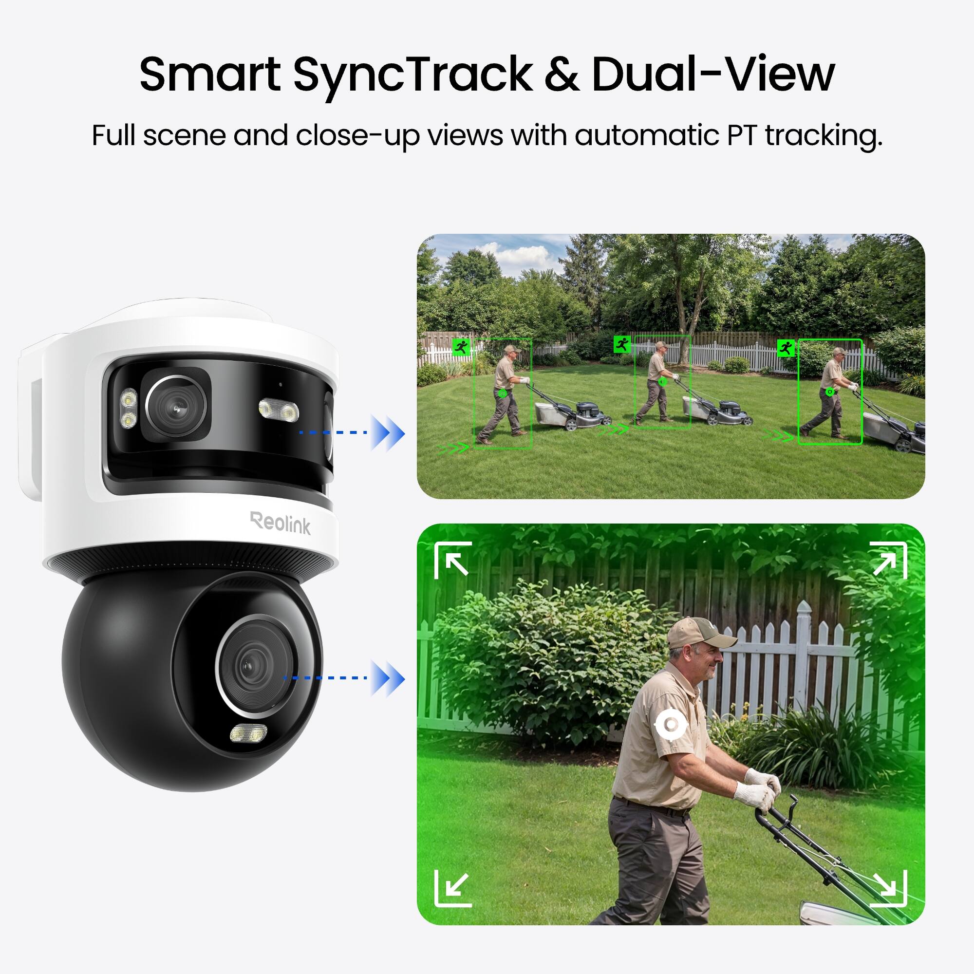 Smart SyncTrack & Dual-View  
Full scene and close-up views with automatic PT tracking.