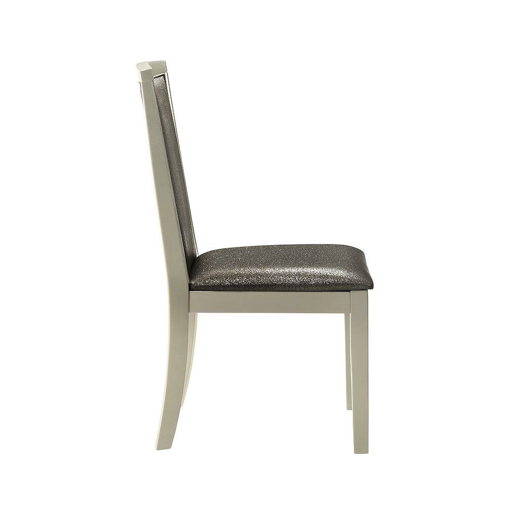 Alt View 3. New Classic Furniture - Lumina Wood Dining Chair in Silver (Set of 2) - Grey.