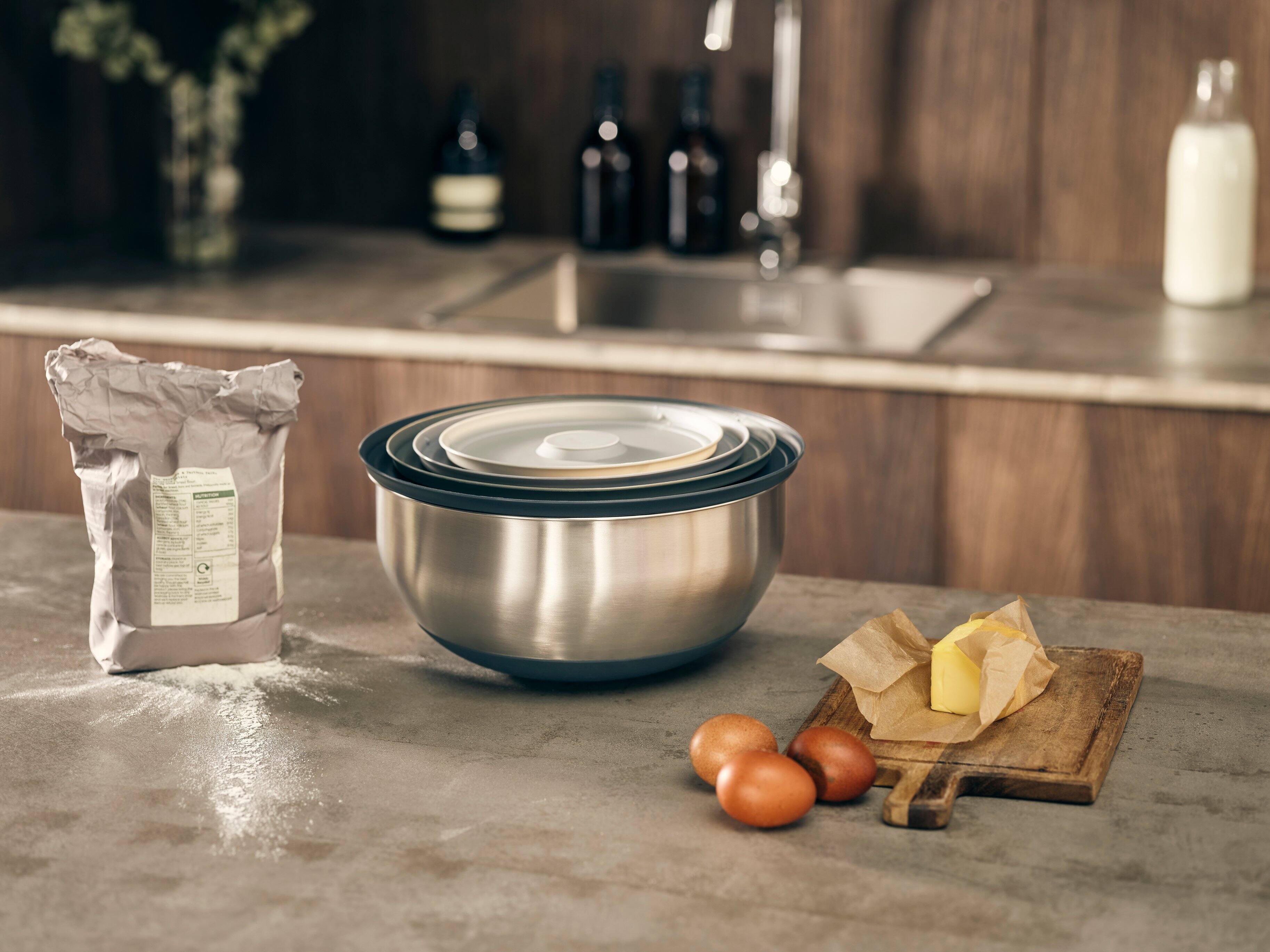 Alt View 2. Joseph Joseph - Nest Prep&Store 8-piece Stainless Steel Mixing Bowl Set with Lids.