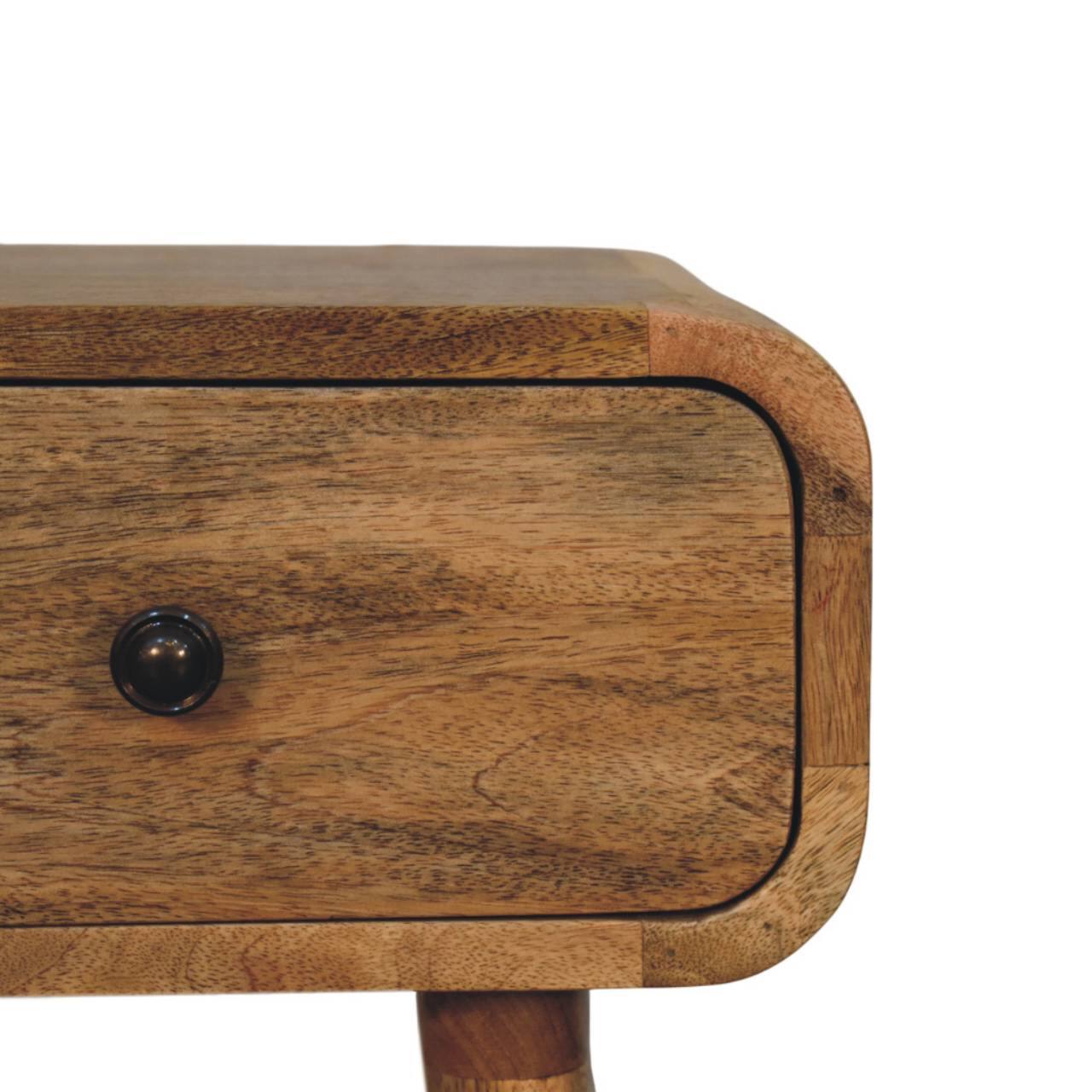 Back. Artisan Furniture - Artisan Furniture Solid Wood Avora Mini Oak-ish Nightstand with 1 drawer, Nordic Legs, Bown - Oak.