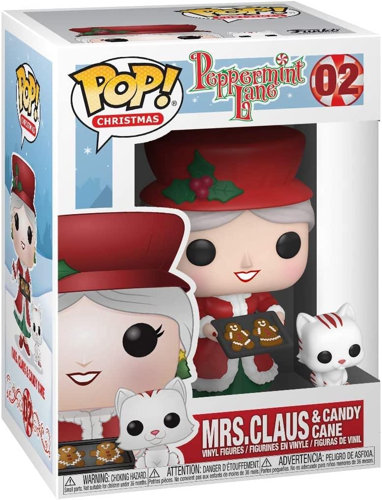 **Peppermint Lane 02**

**POP! Christmas**

**Mrs. Claus & Candy Cane**

**Vinyl Figures / Figurines en Vinyle / Figuras de Vinil**

**Warning: Choking Hazard. Small parts. Not suitable for children under 36 months.**

**Attention: Danger d'étouffement. Petites pièces. Ne convient pas aux enfants de moins de 36 mois.**

**Advertencia: Peligro de asfixia. Partes pequeñas. No es adecuado para niños menores de 36 meses.**