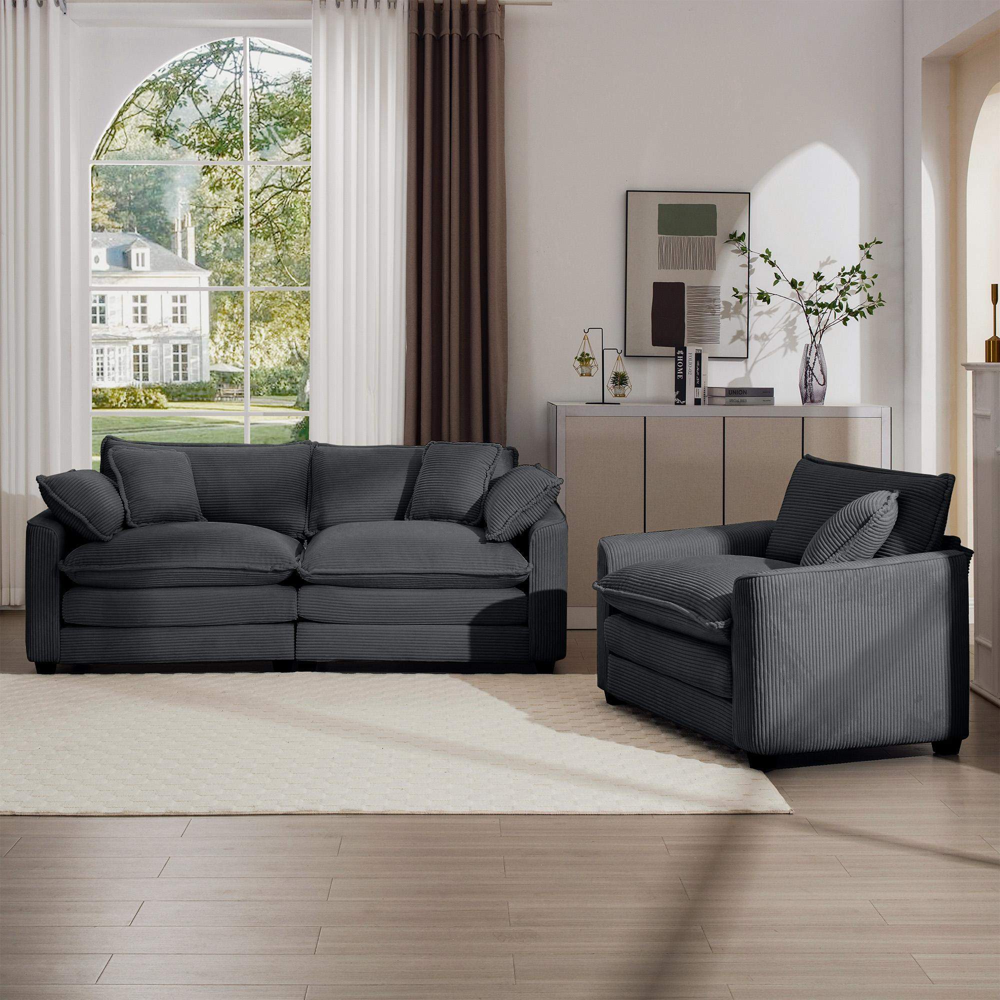 LOVMOR Modern Living Room Sofa TwoPiece Set Suitable for Living room ...