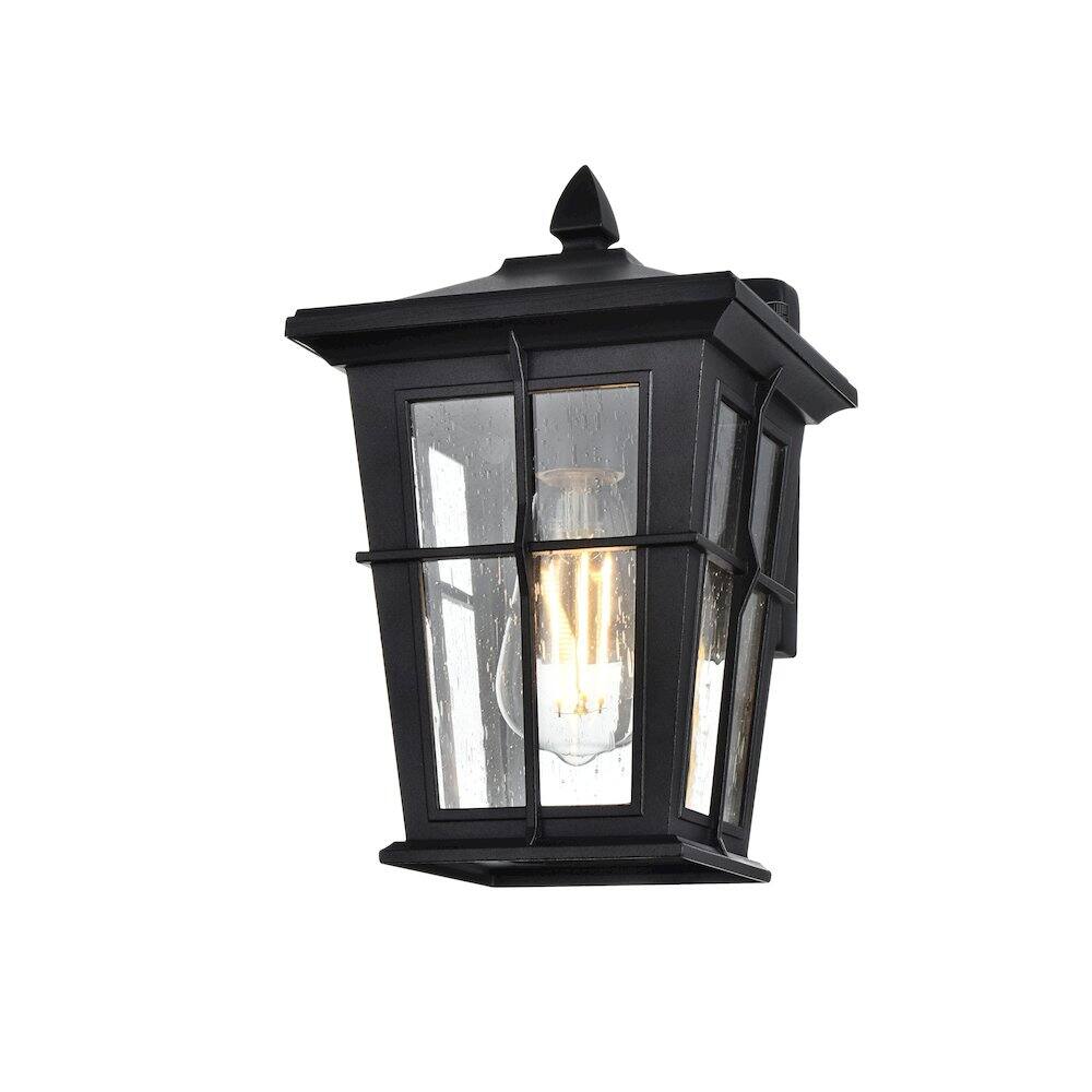 Left. Elegant Lighting - Bodine 7 inch Outdoor Pendant in Black - Black.