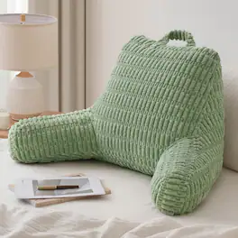 Skar Audio - Reading Pillow Backrest With Shredded Memory Foam For Adult Designed Bed And Couch Sitting Up Includes Arms - Sage Green Large(20inch)