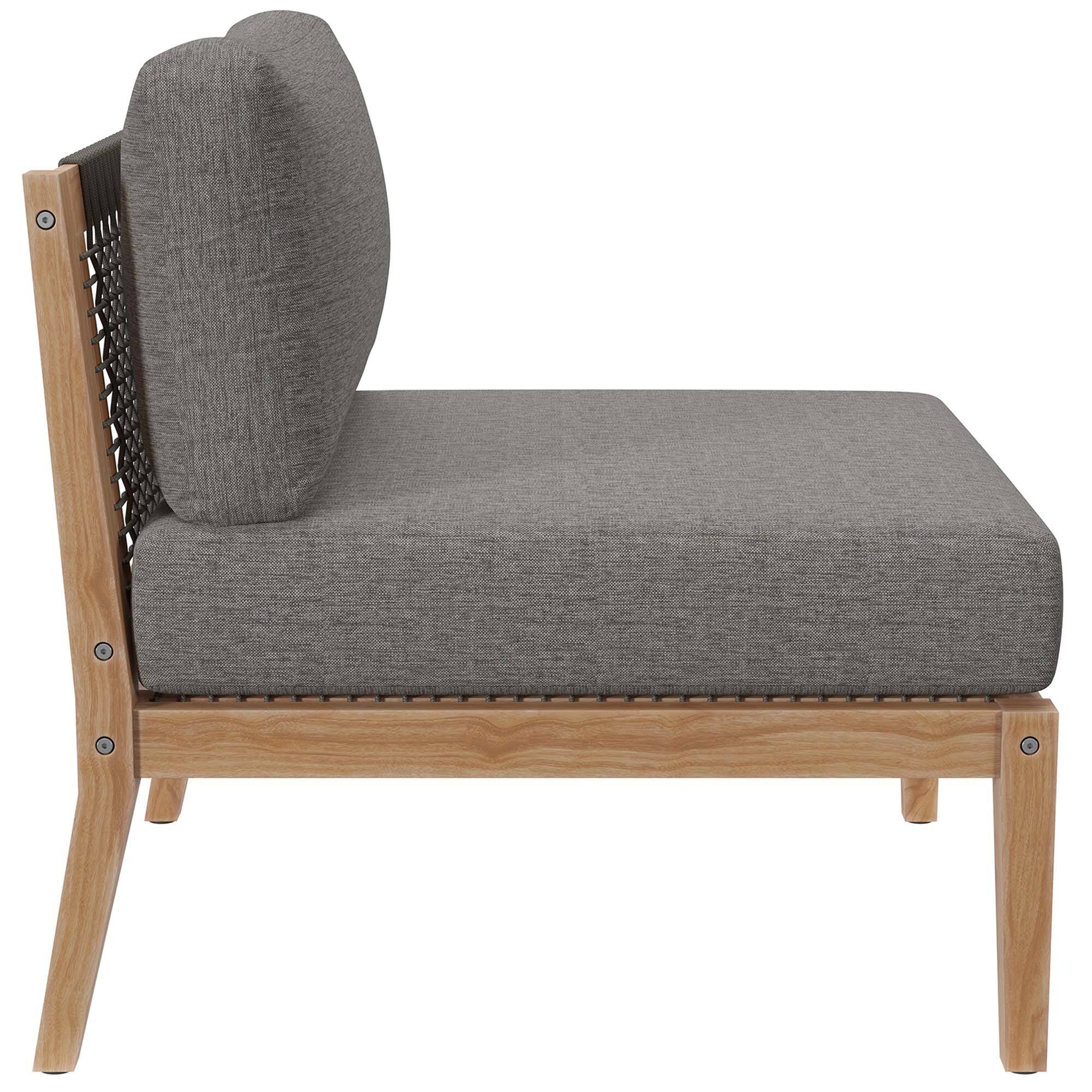 Alt View 4. Modway - Clearwater 5-Piece Outdoor Teak Wood Sectional Sofa - Gray Graphite.