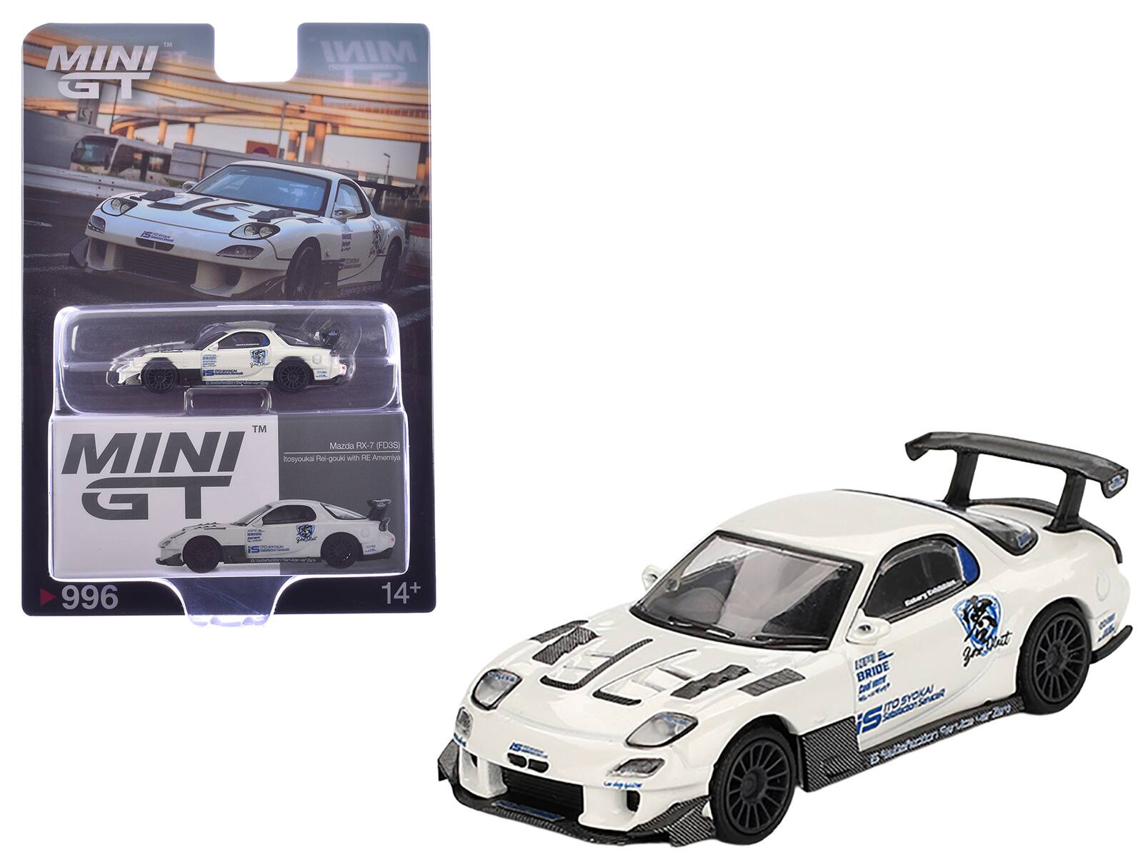 Mini GT - Mazda RX-7 (FD3S) "Itosyoukai Rei-gouki with RE Amemiya" RHD (Right Hand Drive) with Graphics Limited Edition 1/64 - White