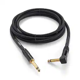 On Stage Stands - On-Stage Production-Grade ICR-10 Braided Instrument Cable (Gold Plated Right Angle to Straight Connectors, Double - Black