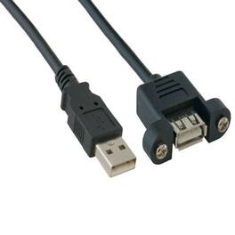 Sanoxy - 10ft USB 2.0 Panel-Mount Type A Male to Type A Female Cable - Black