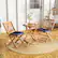 Alt View 4. Costway - 3 PCS Acacia Wood Patio Bistro Set Folding Table & Chairs Set with Cushions - Natural,Navy.