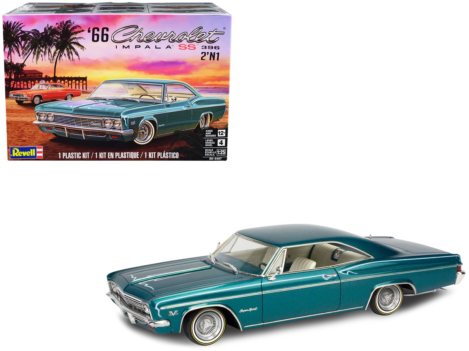 '66 Chevrolet IMPALA SS 396 2'N1 Revell 1 PLASTIC KIT/1 KIT EN PLASTIQUE/1 KIT PLÁSTICO AÑOS 12 EDAD LEVEL 4 NIVEL 4 ESCALA 1:25 05-4407