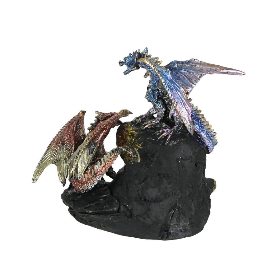 Geode Statue Everspring Import Co. Blue and Burgundy Battle Dragons Gothic Color ...