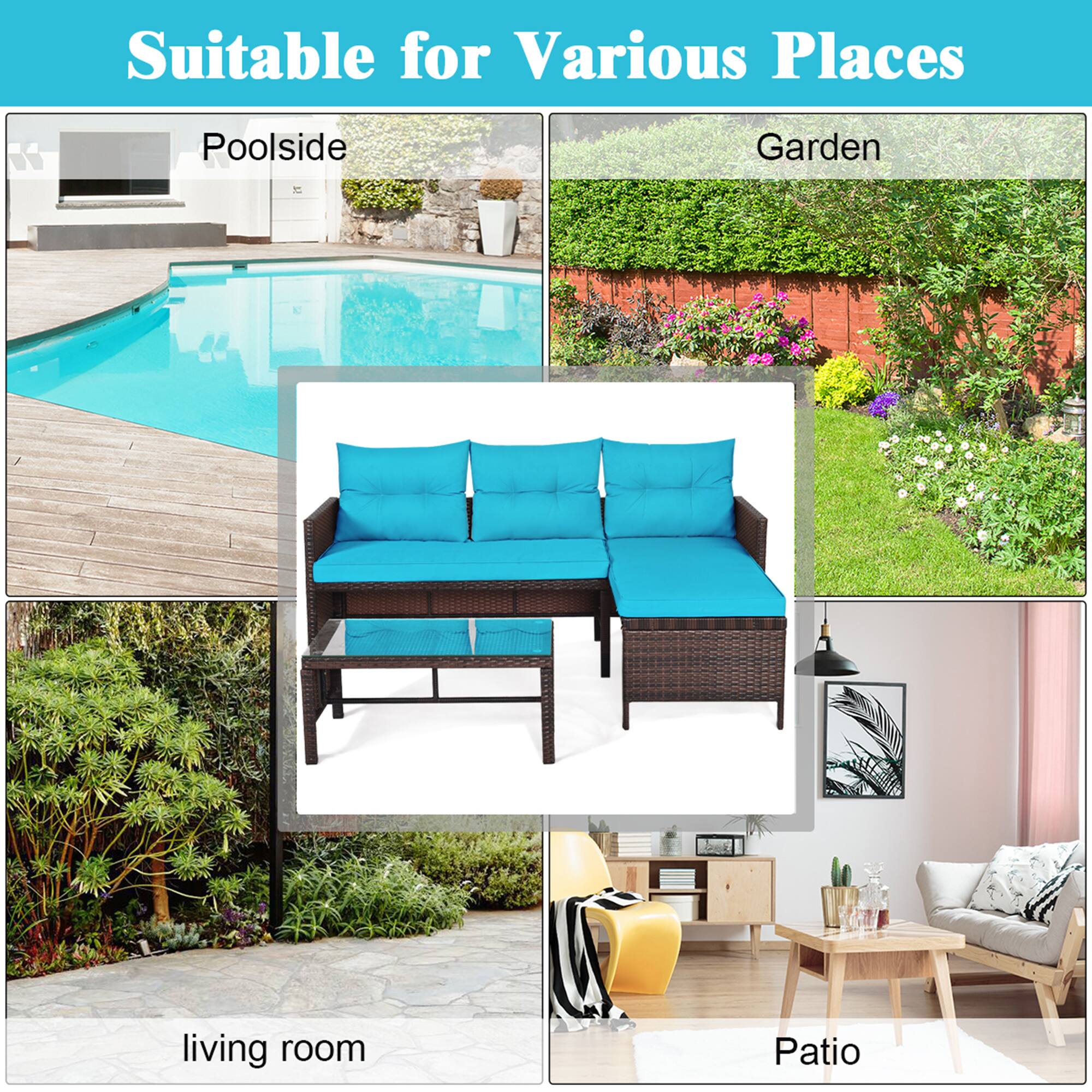Suitable for Various Places
Poolside
Garden
Living room
Patio