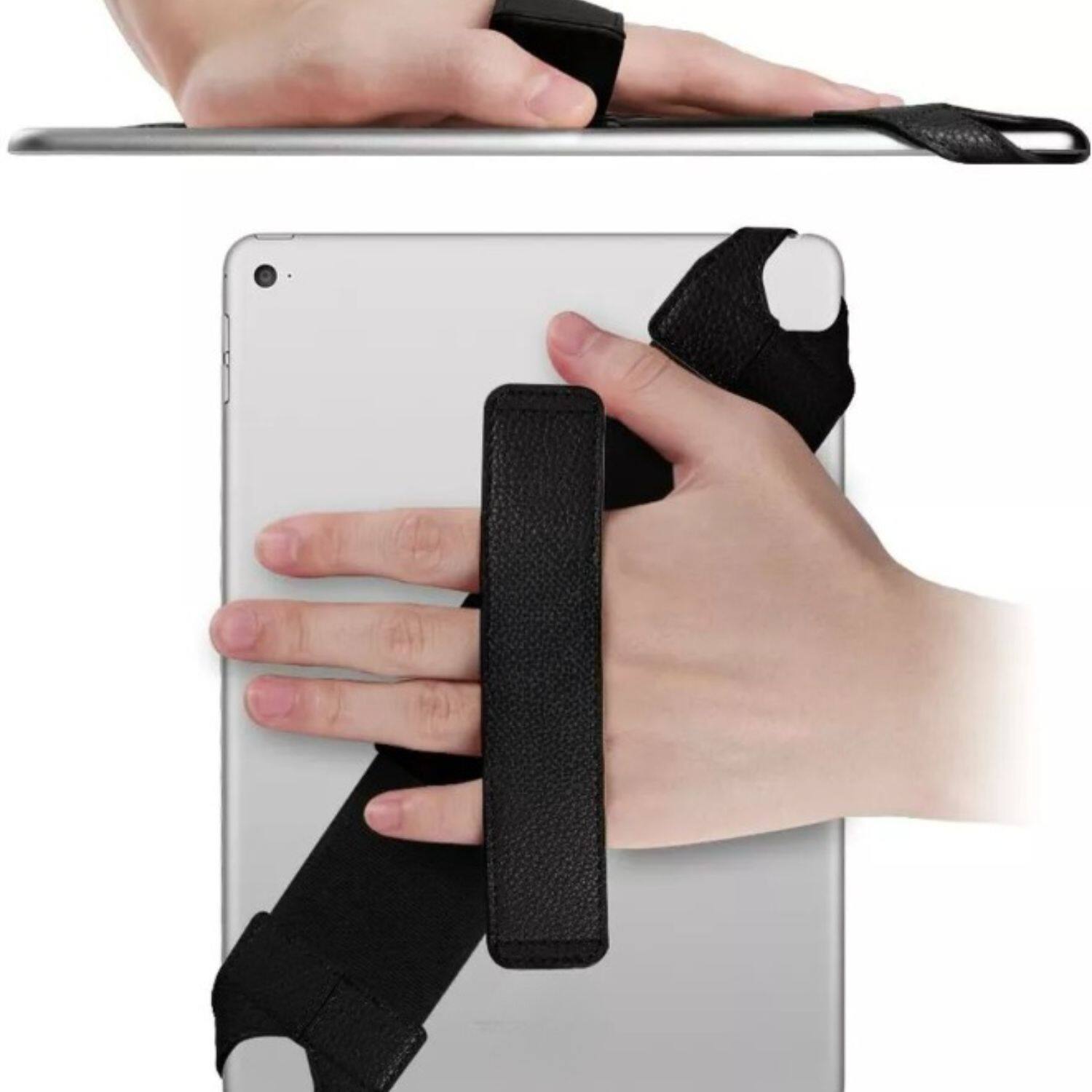 Back. Stock Preferred - PU Leather Tablet Hand Strap Holder Swivel Handle Grip for All 9-10 Inch Tablets Black - Black.