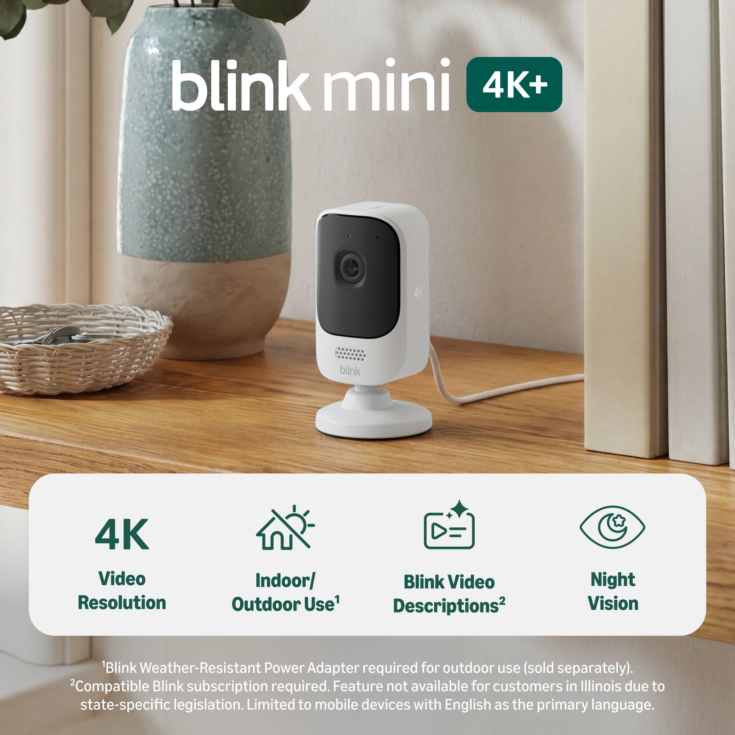 Blink Mini 4K+ (2 pack) (newest model), plug in indoor camera, 4K video ...