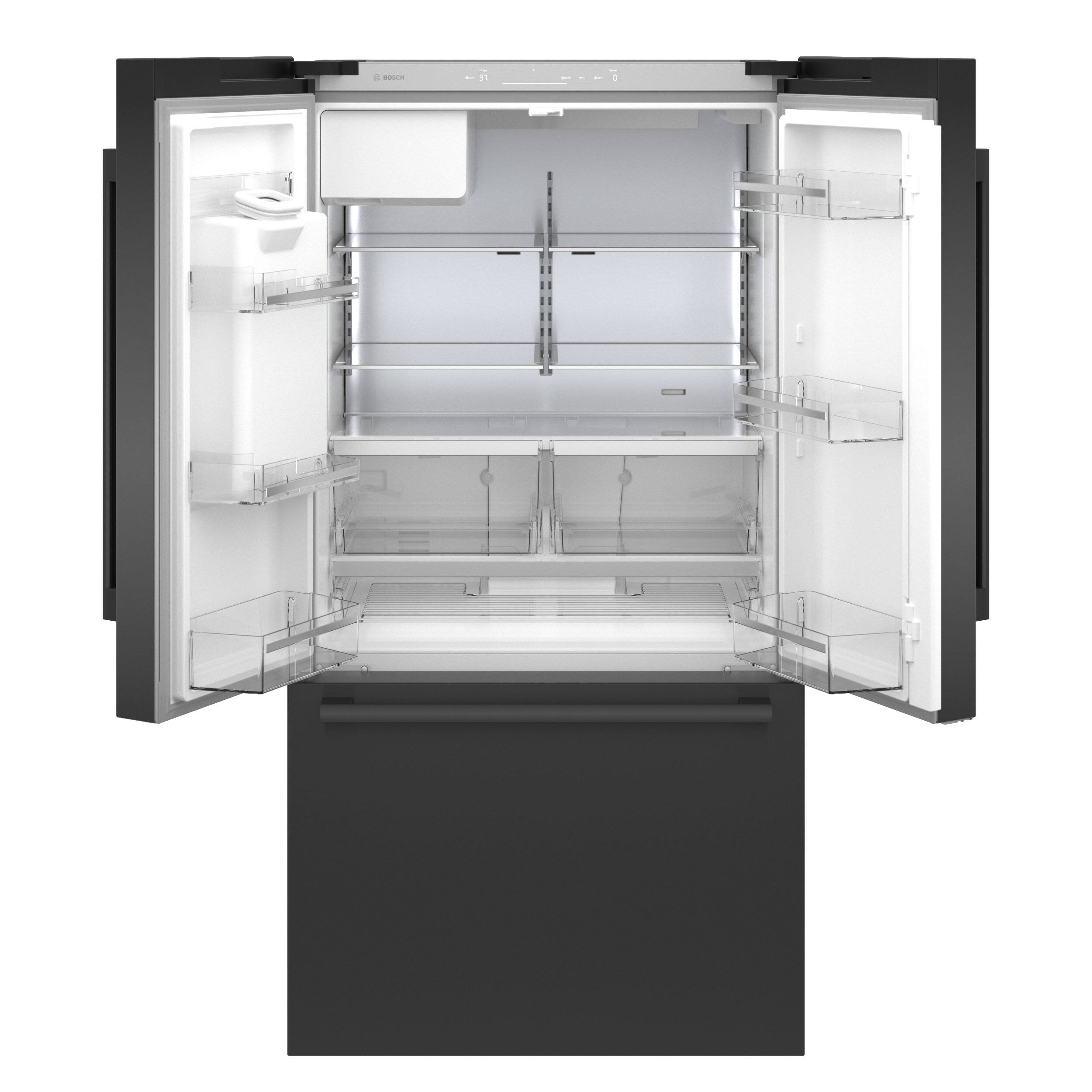 Alt View 1. Bosch - 500 Series 21 Cu. Ft. Bottom-Freezer French Door Counter-Depth Smart Refrigerator with External Water and Ice - Black Stainless Steel.