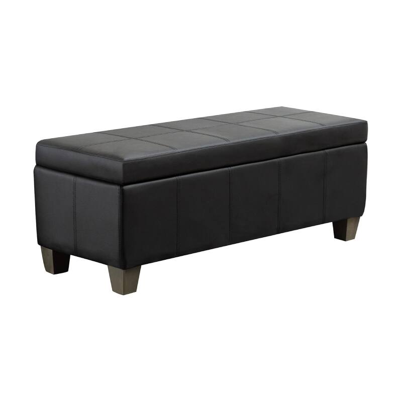 Front. Lumina Wise - Extra Long Ottoman Storage Bench - Black - Black.