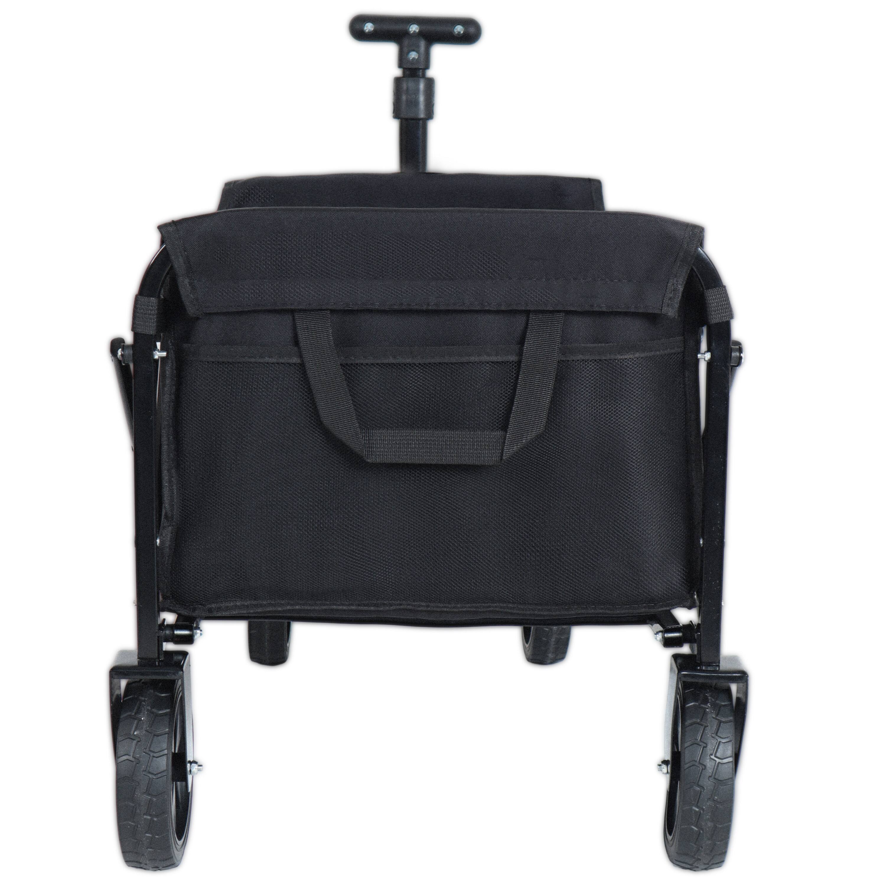 Alt View 2. Mondawe - Expandable Dual-Layer Wagon Utility Carts w/ 225LBS Capacity, 360° All-Terrain Wheels - Black.