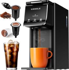 Shardor - Hot Iced Coffee Maker, K-Cups Ground Coffee, Single-Serve Brewer with Bold Setting - Black