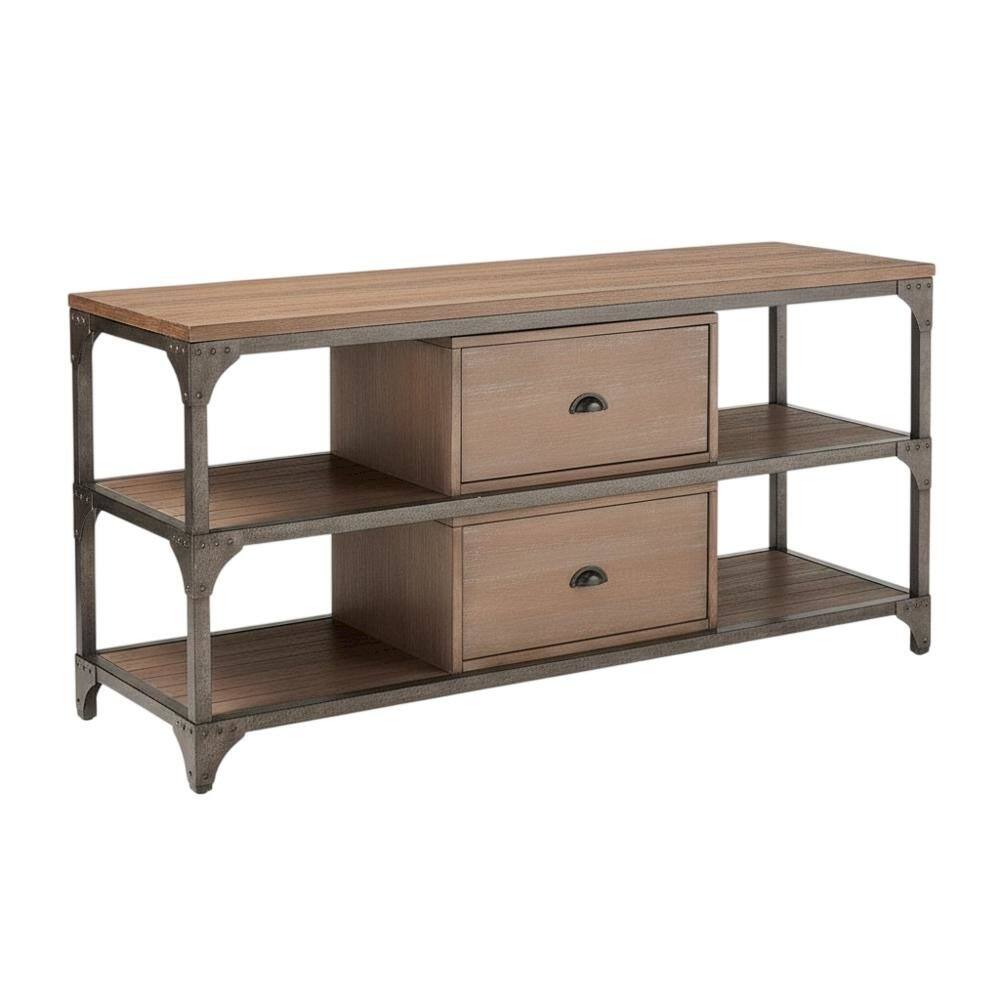 FurniFact - Industrial-style TV stand, Weathered Oak, Antique Silver, metal, wood veneer - White price history on PriceWatchPro