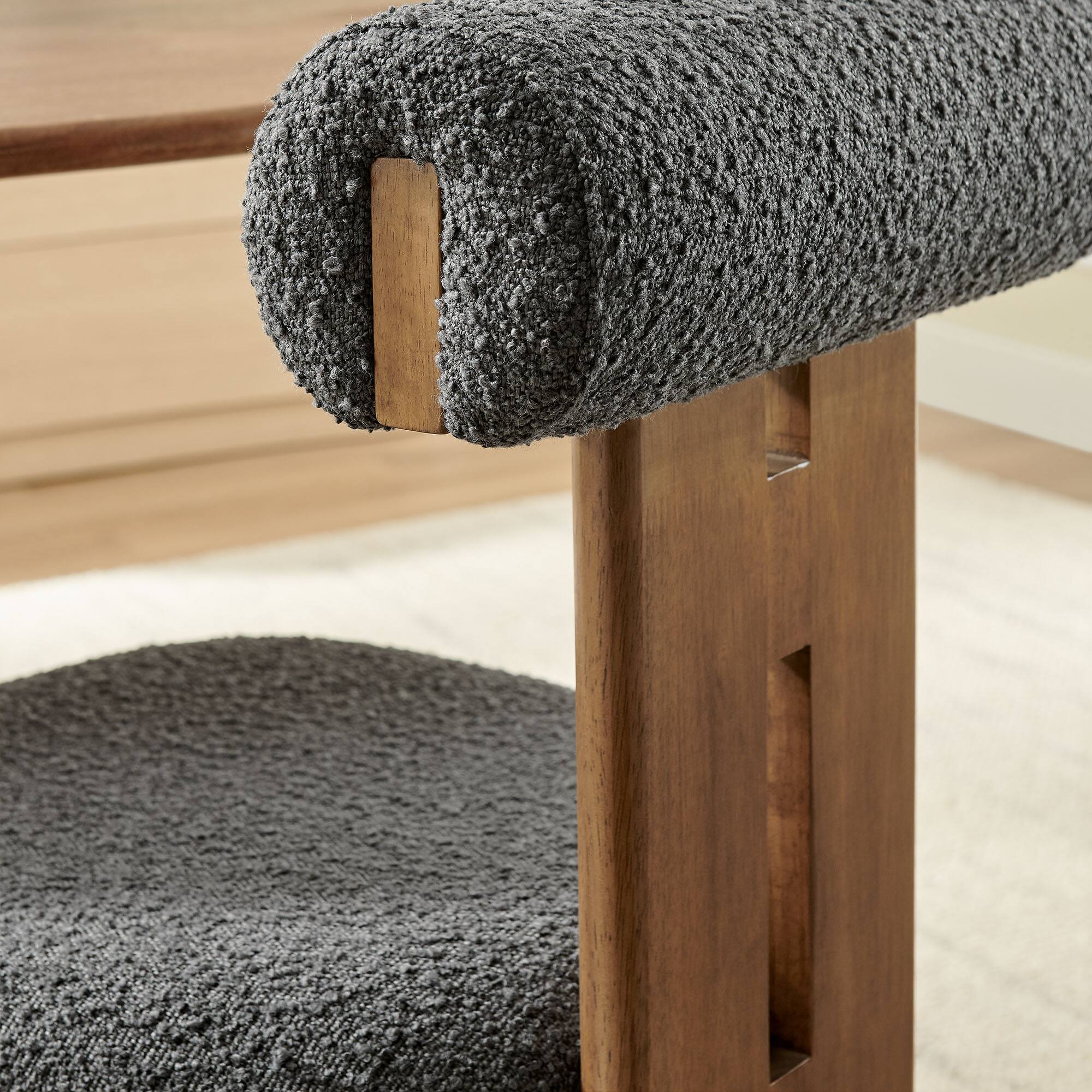 Alt View 6. Modway - Torian Boucle Fabric Dining Chair Set of 2 by Modway - Brown.
