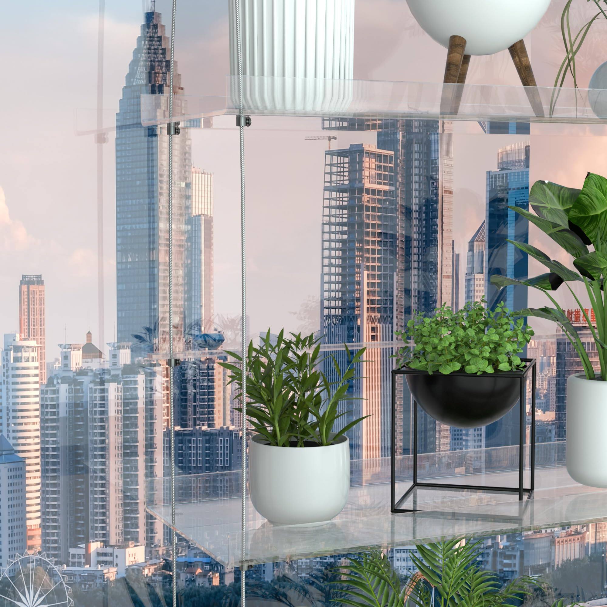 Left. Reds Spade - Jolitac Acrylic Window Plant Shelves, Hanging Indoor Wall Plant Stand, 4-Tier - Clear 2-Tier.