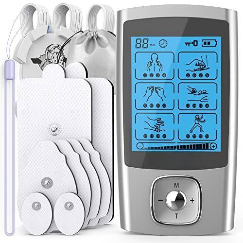 Front. The Best Inks - 24 Modes Tens Unit Stimulator Rechargeable Machine With 8 Electrode Pads (american Gel) Electric Pulse For - Silvera.