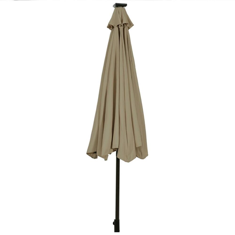 Angle. Kadyn - 10' Solar LED Lighted Patio Market Umbrella Shade Tilt Adjustment Crank-Tan, Patio Offset Umbrella.
