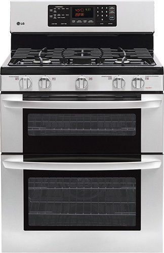  LG - 30&quot; Self-Cleaning Freestanding Double Oven Gas Convection Range - Stainless-Steel