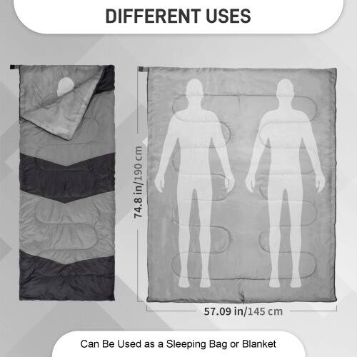 DIFFERENT USES

74.8 in/190 cm

57.09 in/145 cm

Can Be Used as a Sleeping Bag or Blanket