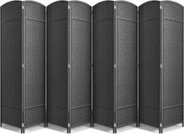 Sorbus - 8 Panel Room Divider 6 ft. Tall - Privacy Screen, Extra Wide Double Hinged Panels, Mesh Hand-Woven Design - Gray