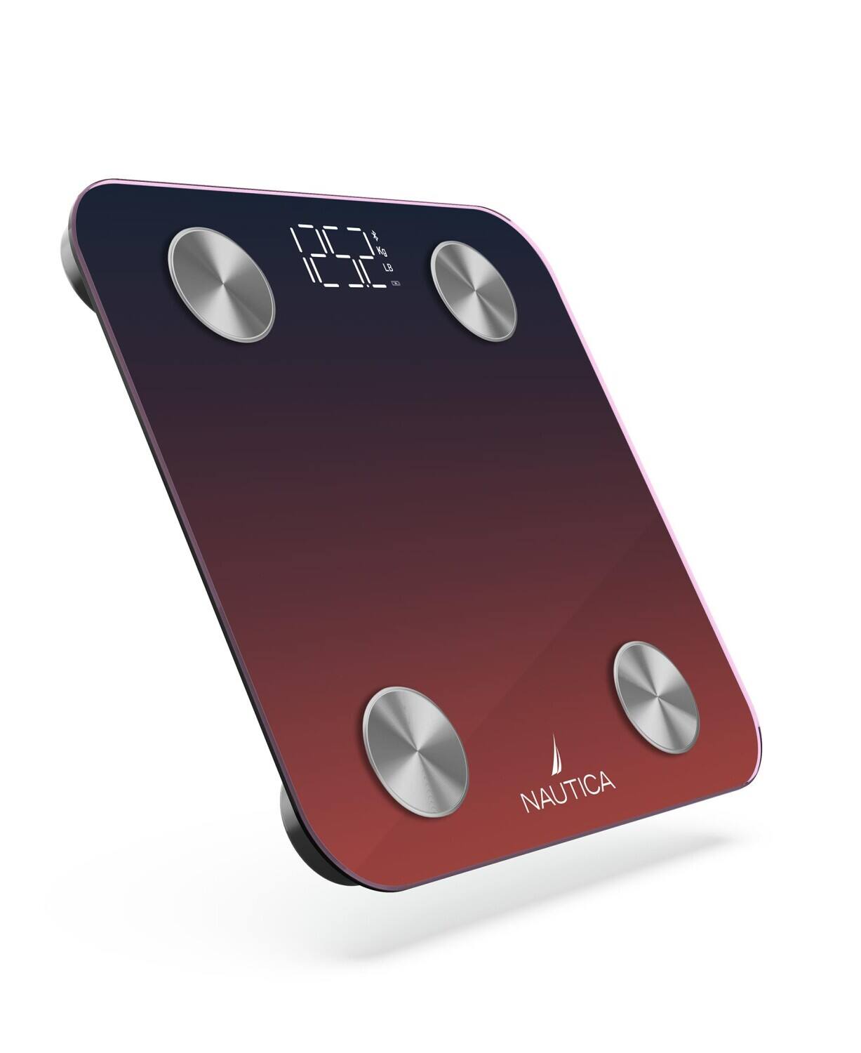 Angle. Nautica - Nautica Smart Body Scale, Fat, Muscle Mass Tracking & More, Syncs with Smartphone for Body Composition Tracking, 396 Lbs - Navy Red.