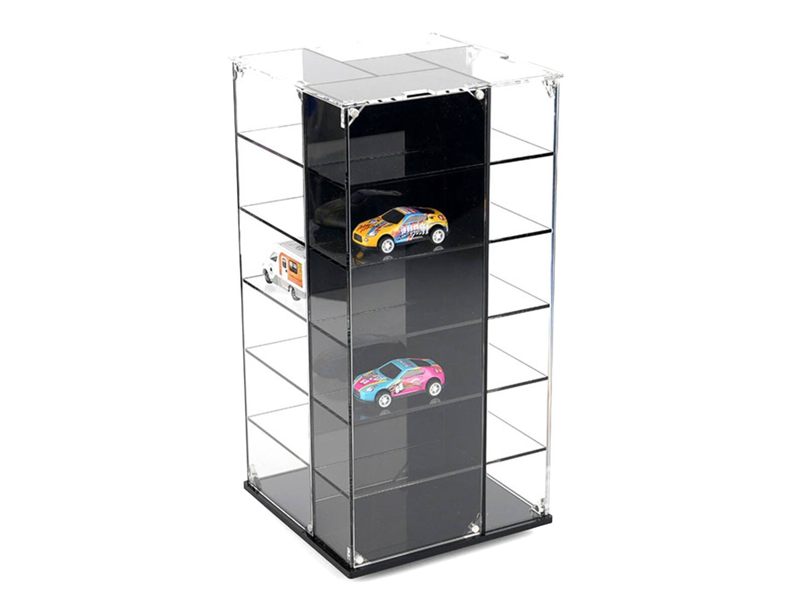 Alt View 2. Mijo Exclusives - Acrylitower Showcase 24 Car Display Desktop Spinner with Cover "Mijo Exclusives" for 1/64 Scale Models.