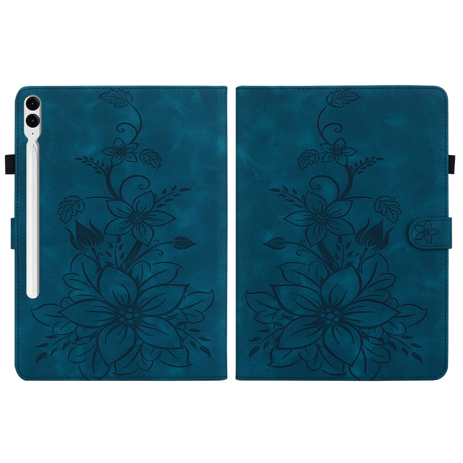 Alt View 2. Dteck - Case for Samsung Galaxy Tab S9+/S9 Plus 12.4" 2023 (SM-X810),Embossed Pattern PU Leather Flip Card Holder Stand Cover - Darkblue.