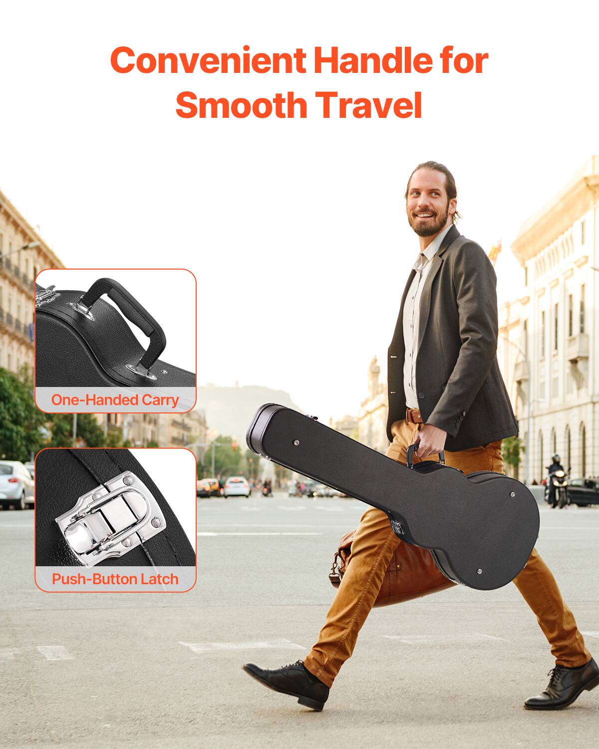 Convenient Handle for Smooth Travel

One-Handed Carry

Push-Button Latch