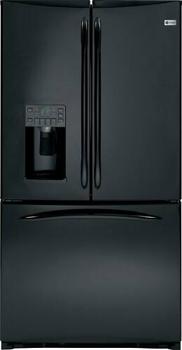 Front Standard. GE - Profile 20.9 Cu. Ft. Counter-Depth French Door Refrigerator - Black.