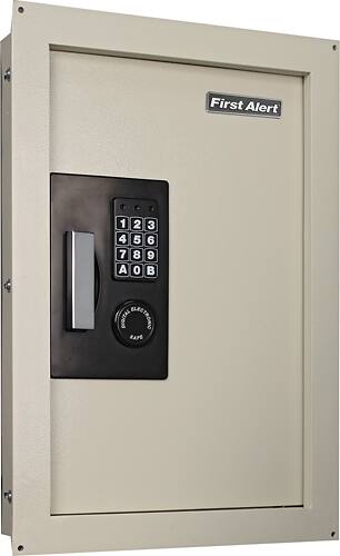 Angle. First Alert - 0.3-0.9 Cu. Ft. Expandable Antitheft Wall Safe with Electronic Keypad Lock.
