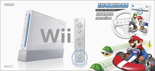 nintendo wii console with mario kart