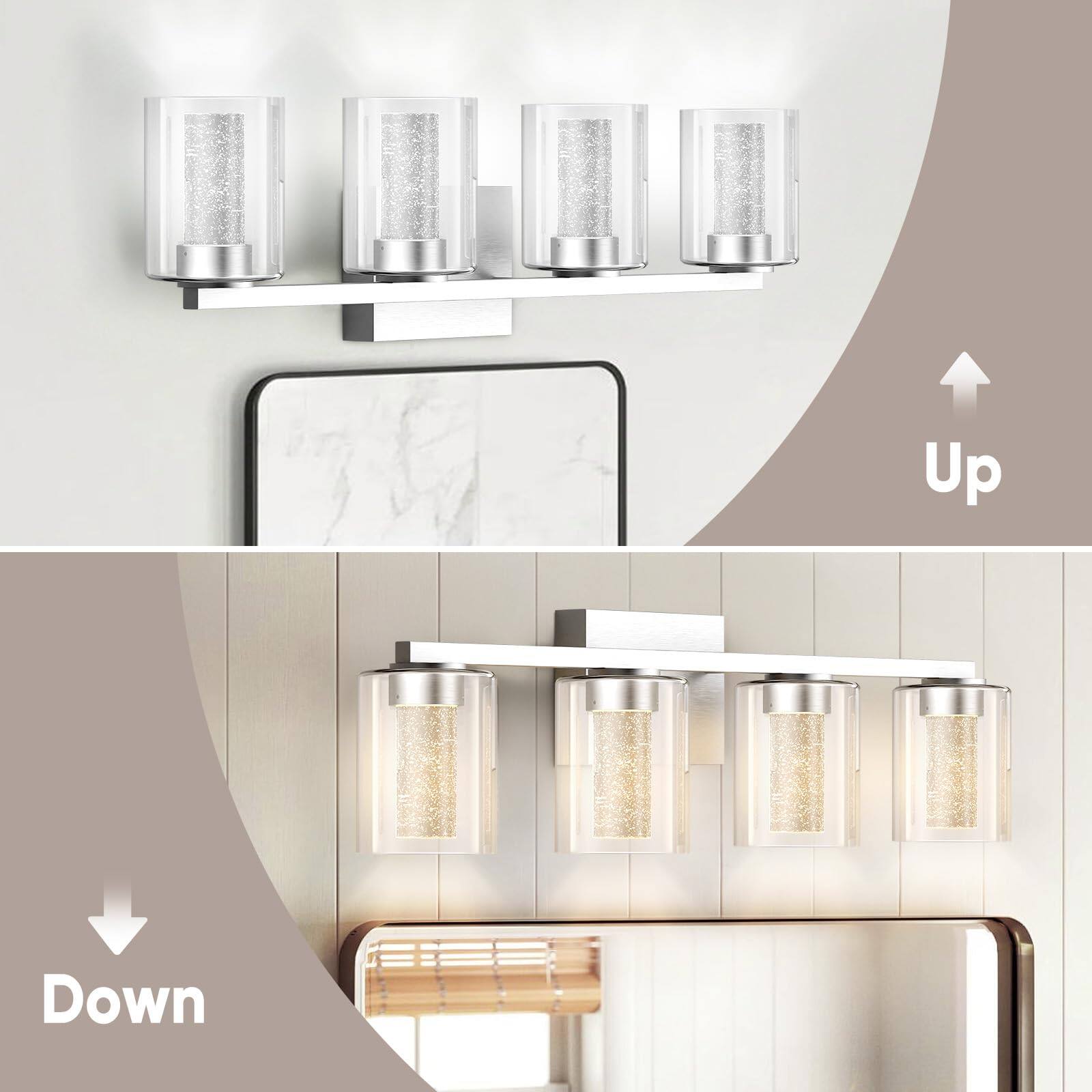 Alt View 5. Dazzling Pops - Led Modern Bathroom Light Fixtures Over Mirror Brushed Nickel Vanity Lights With Color Modes Dimmable Cryst - 3 Lights.