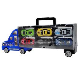 Kitcheniva - Kids Portable Toy Transport Car Carrier Truck With 6 Racing Cars Playset - Blue