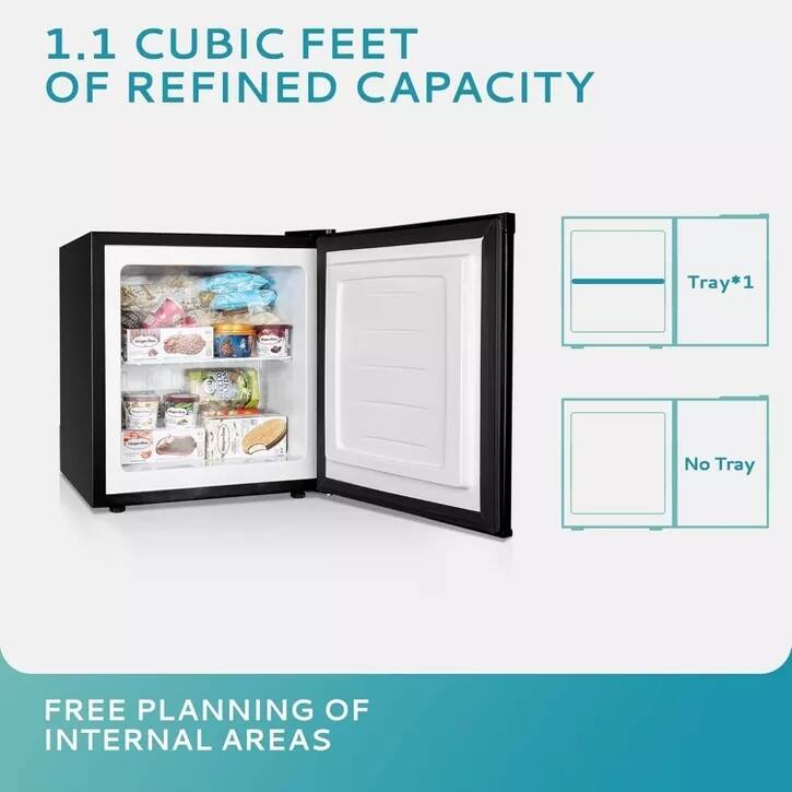 1.1 CUBIC FEET OF REFINED CAPACITY

Tray*1 1 No Tray

FREE PLANNING OF INTERNAL AREAS