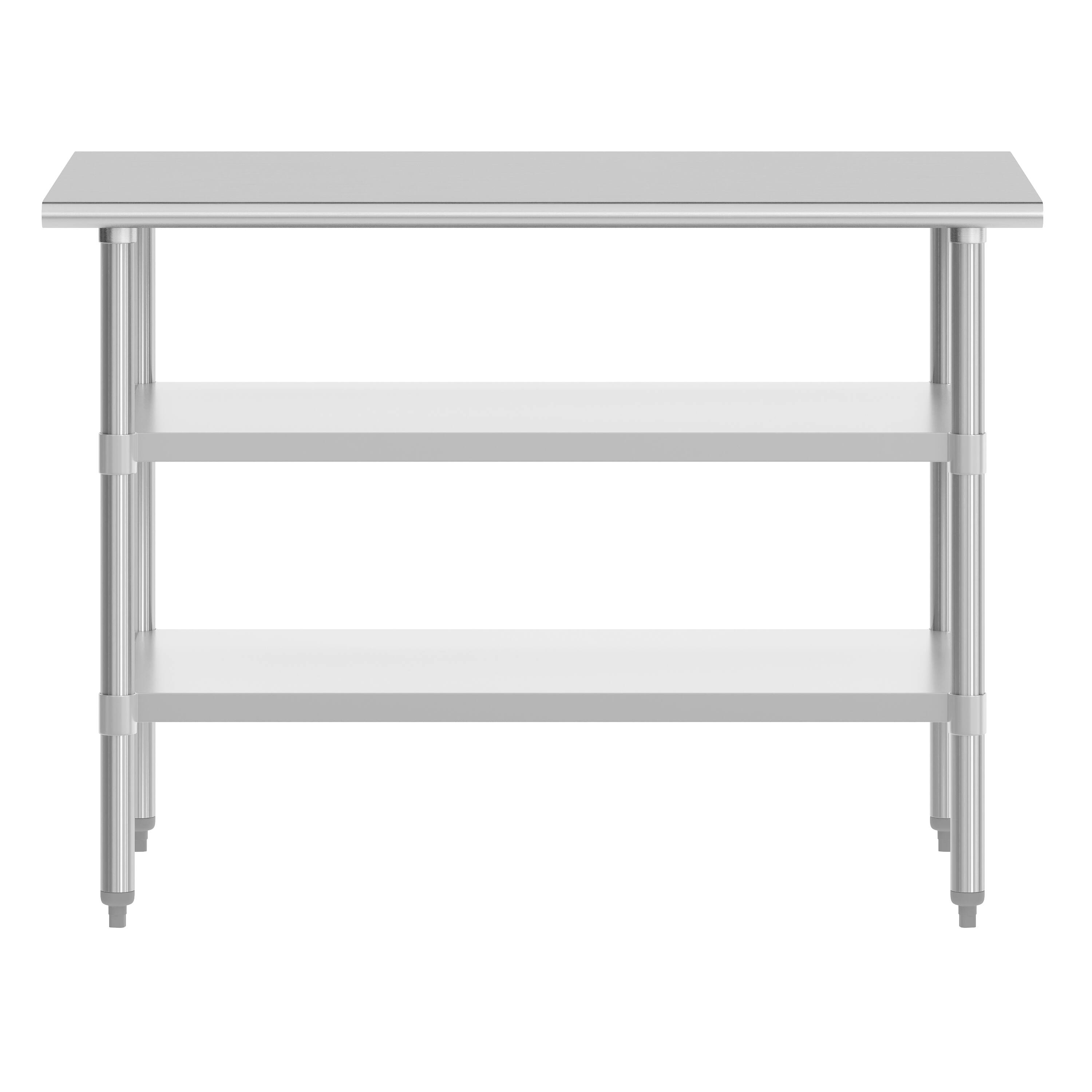 Angle. Flash Furniture - Reese 30x48 Portable Prep and Work Table with NSF Certified 18 Gauge Stainless Steel Top Shelf and 2 Adjustable Galvaniz - Gray.