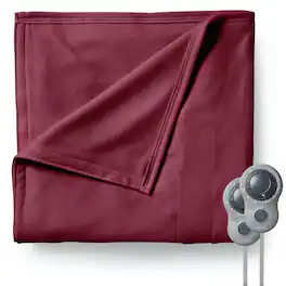 Sunbeam - Queen Size Electric Fleece Heated Blanket with Dual Zone - Garnet