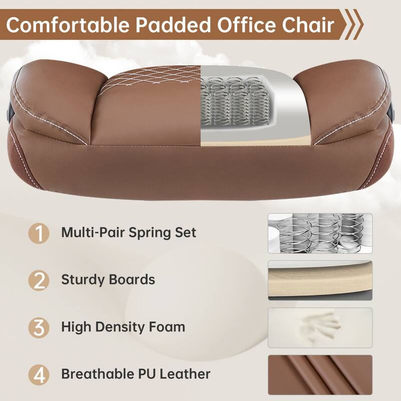 Comfortable Padded Office Chair

1. Multi-Pair Spring Set
2. Sturdy Boards
3. High Density Foam
4. Breathable PU Leather