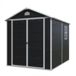 Mondawe - 6x8 FT Resin Outdoor Storage Shed - Black
