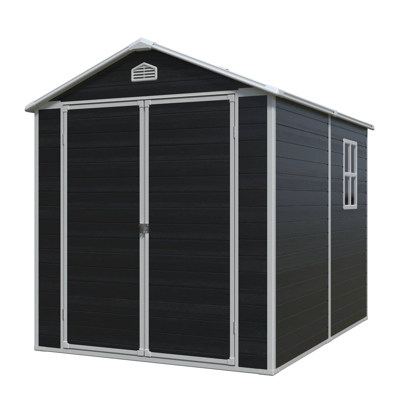 Front. Mondawe - 6x8 FT Resin Outdoor Storage Shed - Black.